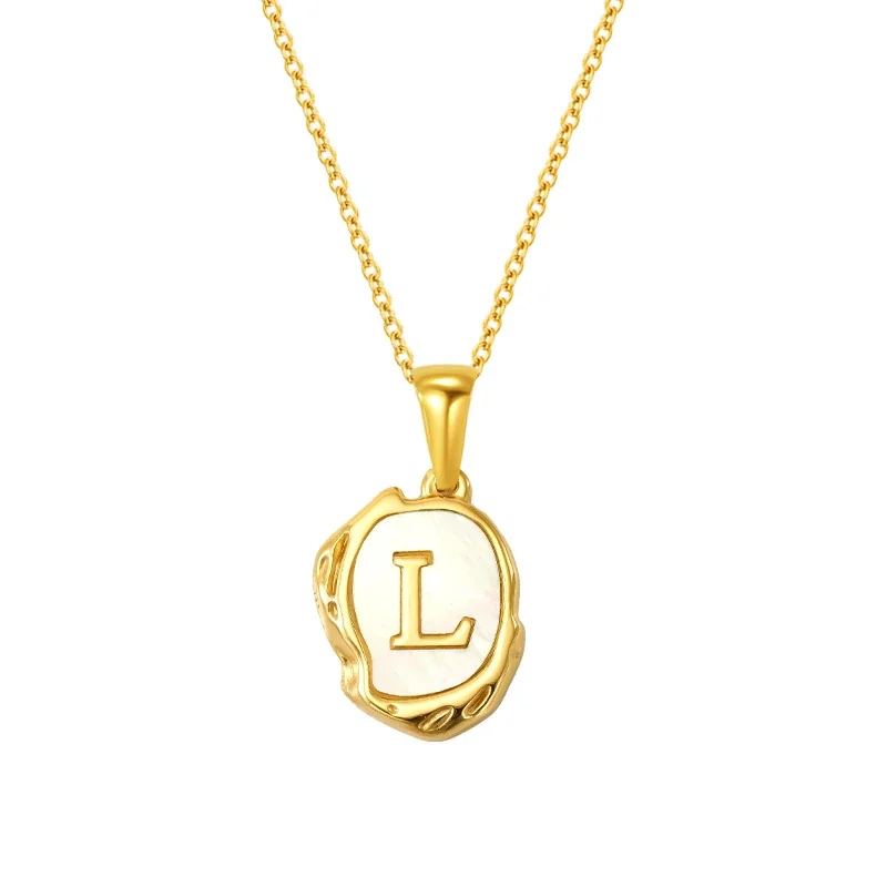 Molten Gold-Plated Shell Initial Pendant Necklace - Gold Q Initial