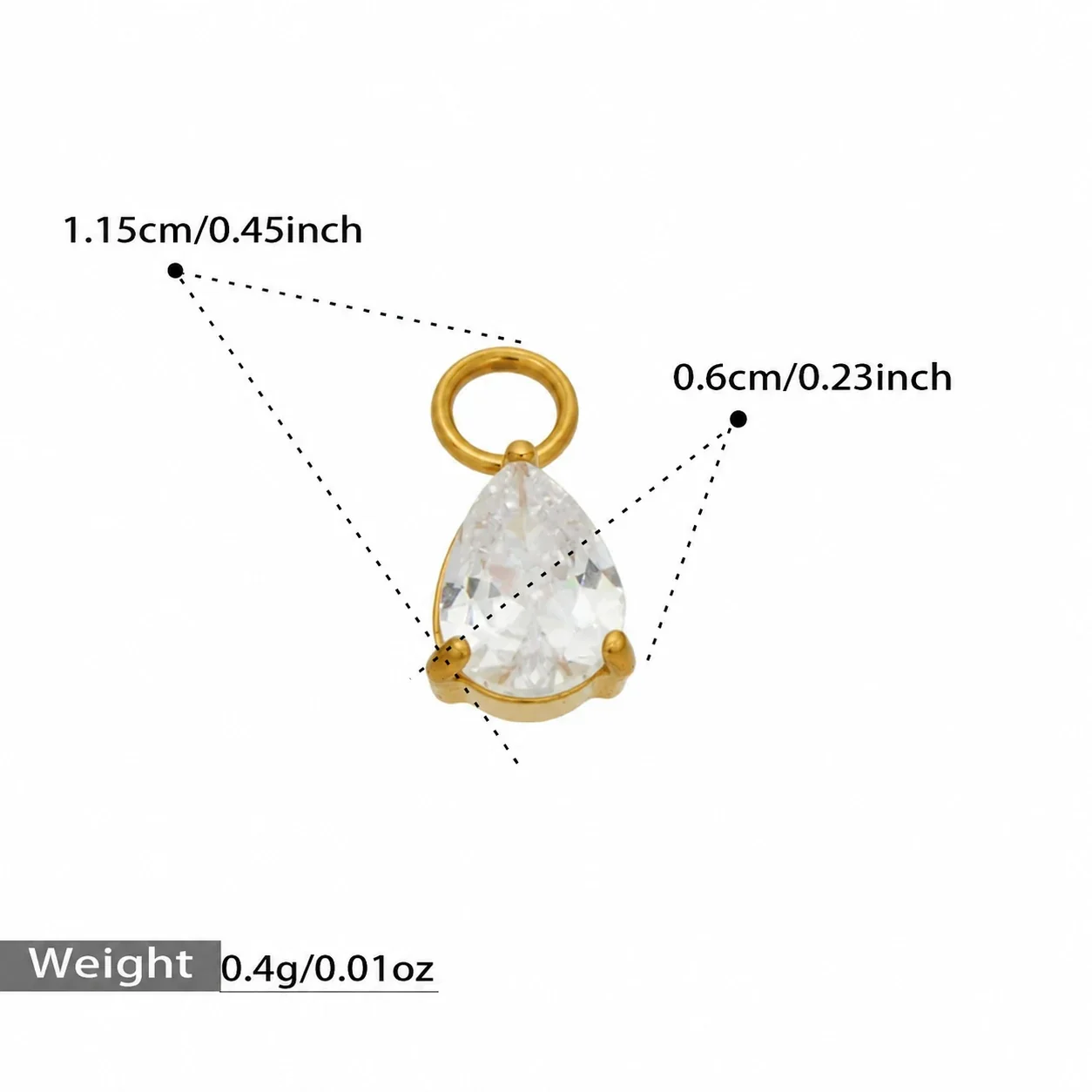 Produktfoto: Creolen mit Zirkonia-Anhänger, Edelstahl 316 mit 18K Gold-PVD
