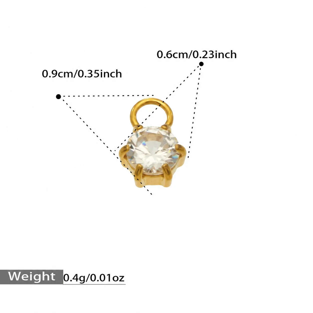 Produktfoto: Creolen mit Zirkonia-Anhänger, Edelstahl 316 mit 18K Gold-PVD