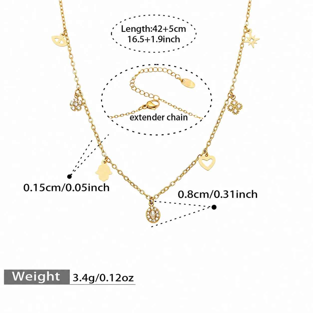Photo produit : Collier Pendentif Y Étoile en Acier Inoxydable 316 Plaqué Or - PVD