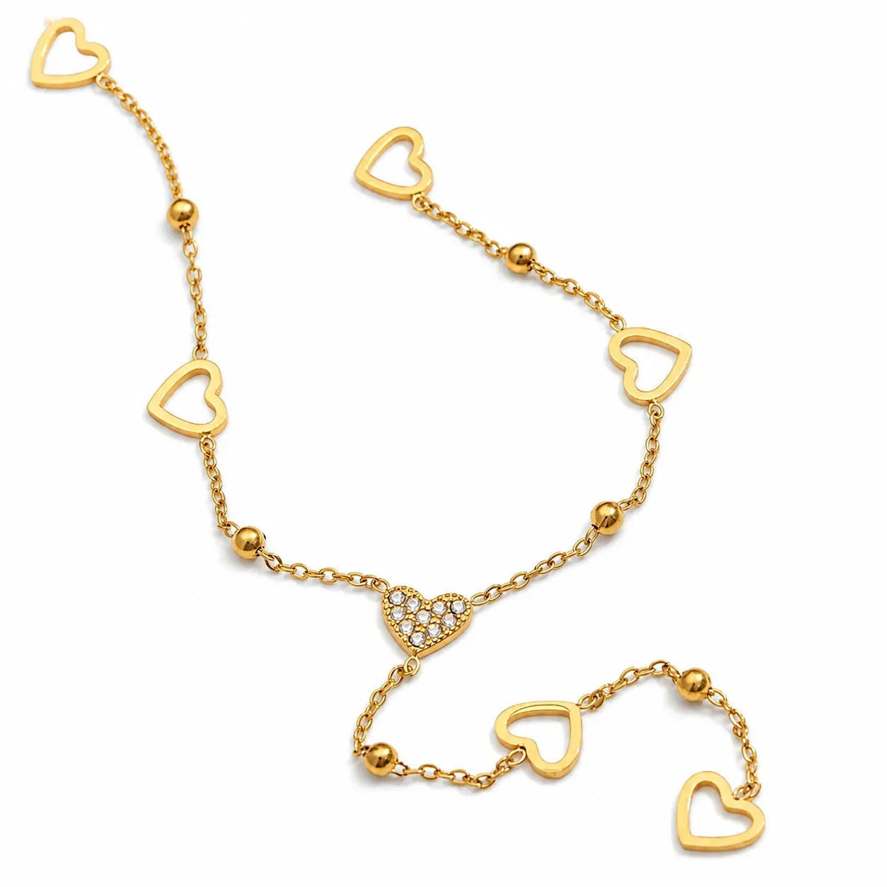 Romantic 18K Gold-Plated 316L Heart Y Necklace