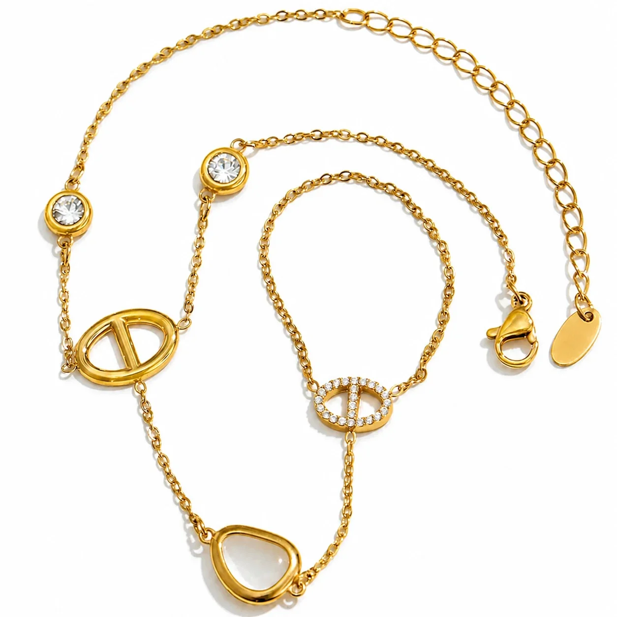 Dainty Gold PVD 316L Stainless Steel Teardrop Hand Chain Bracelet