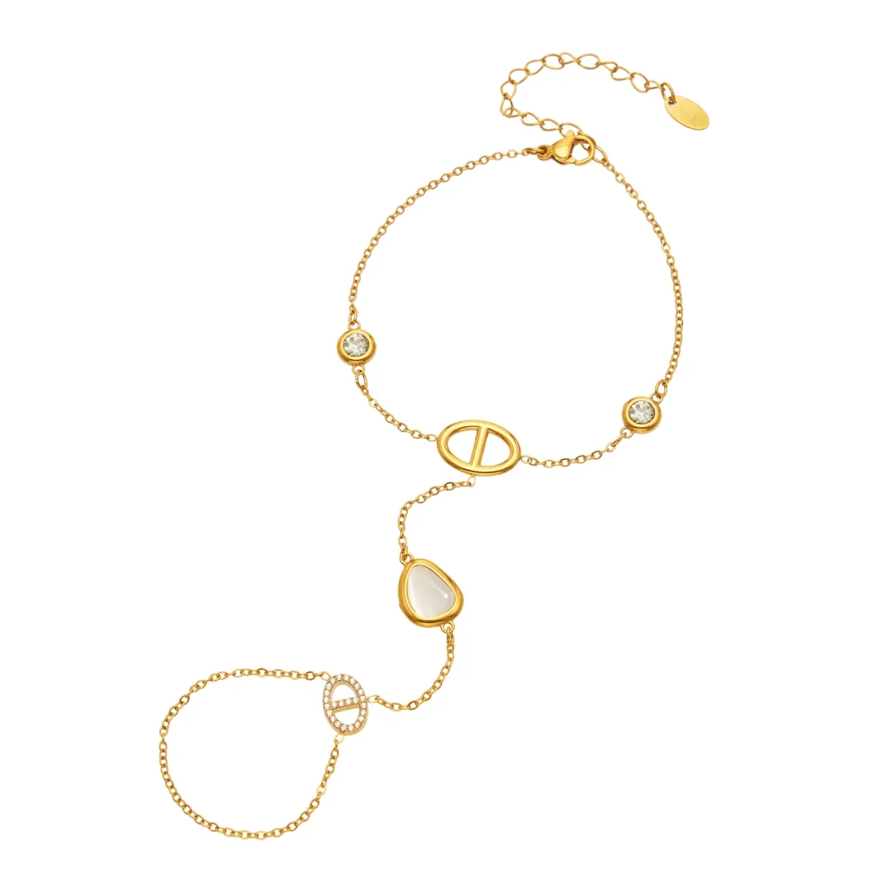 Dainty Gold-Plated 316L Teardrop Hand Chain Bracelet
