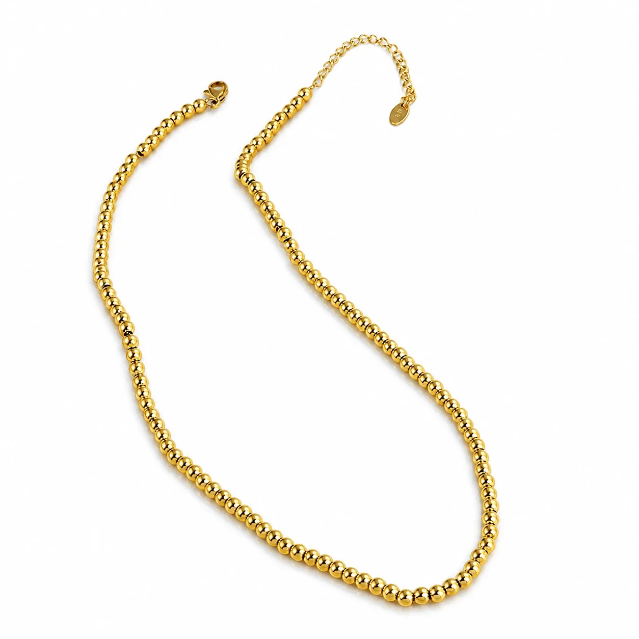 Polished Gold-Plated Bead Chain Bracelet