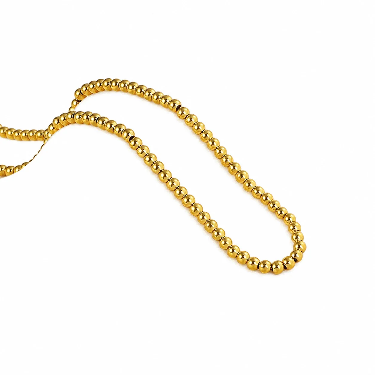 Polished Gold-Plated Bead Chain Bracelet