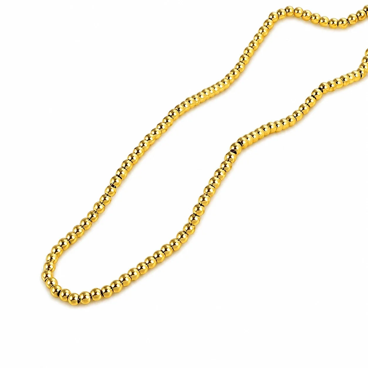 Polished Gold-Plated Bead Chain Bracelet