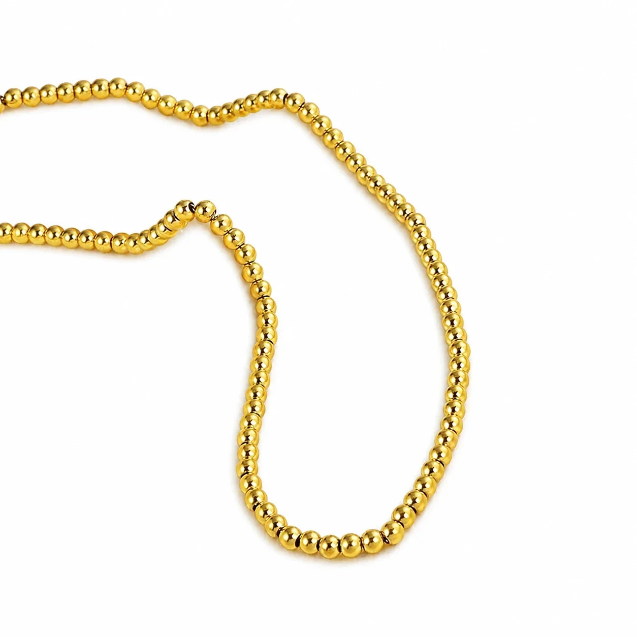 Polished Gold-Plated Bead Chain Bracelet