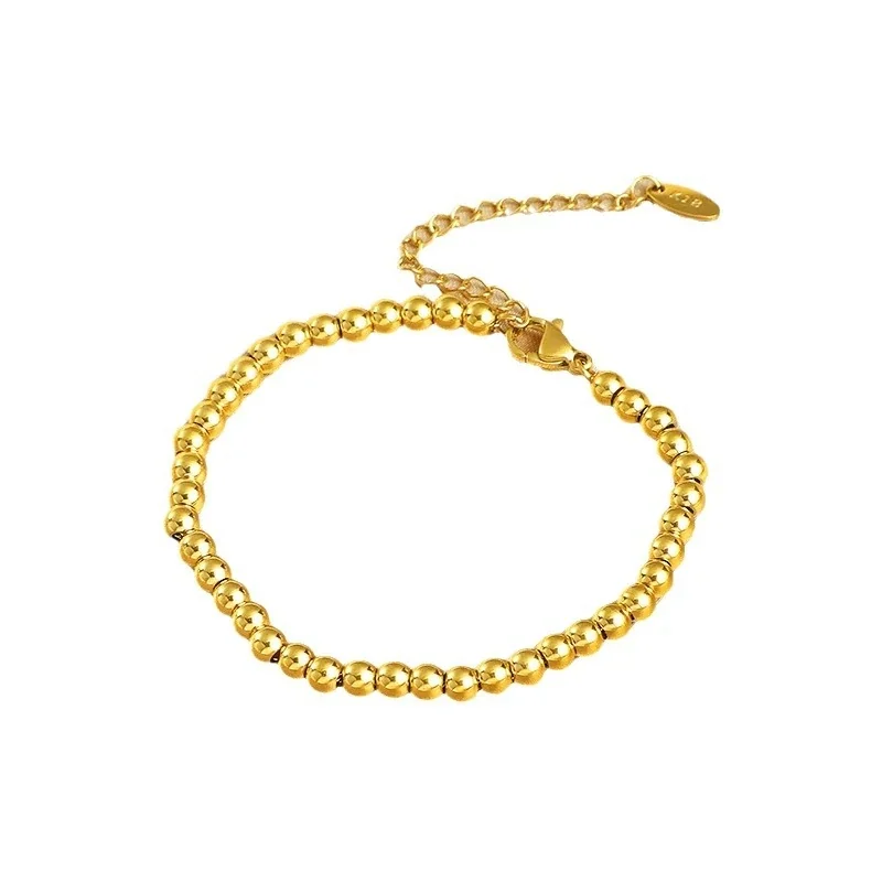Polished Gold-Plated Bead Chain Bracelet