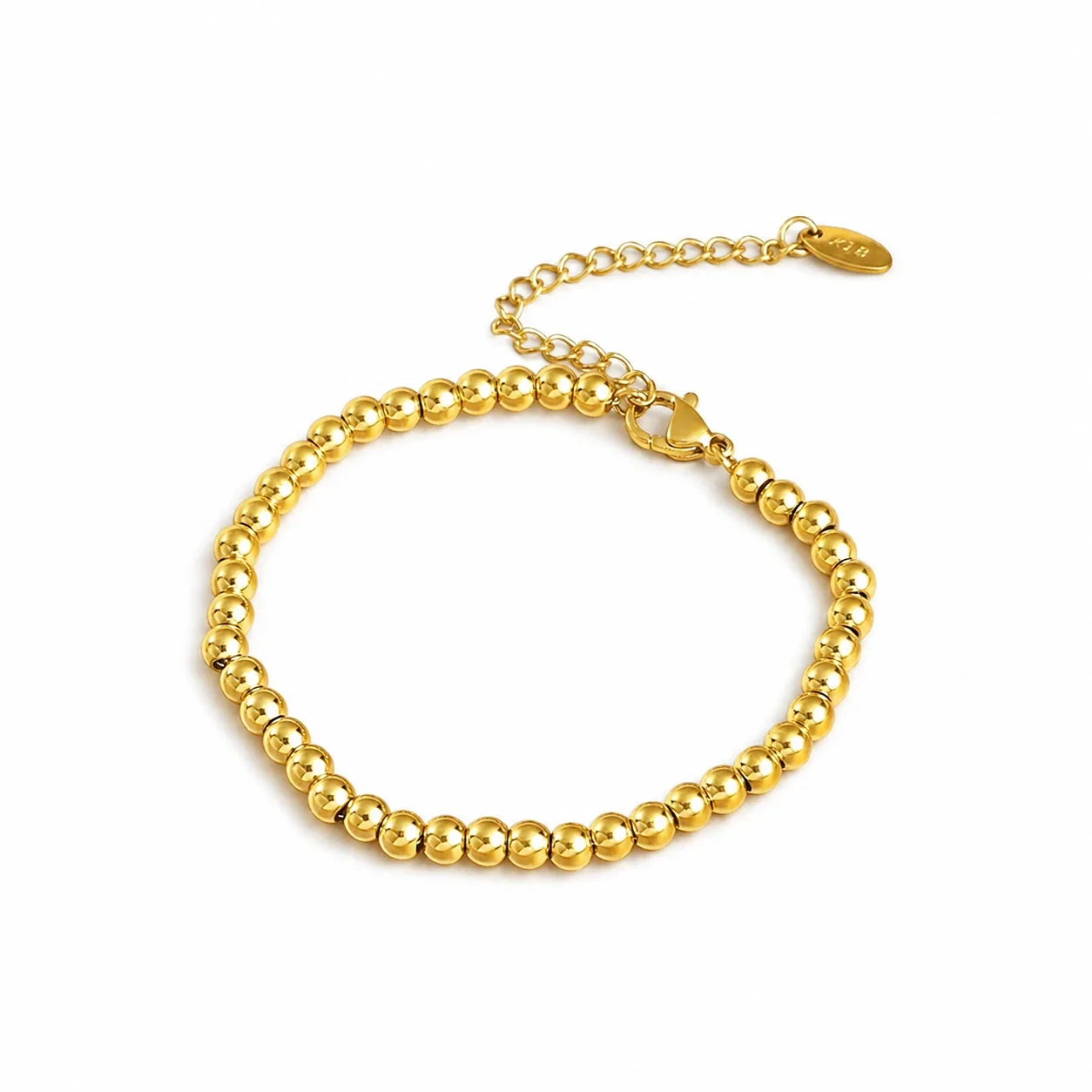 Polished Gold-Plated Bead Chain Bracelet - Gold Bead