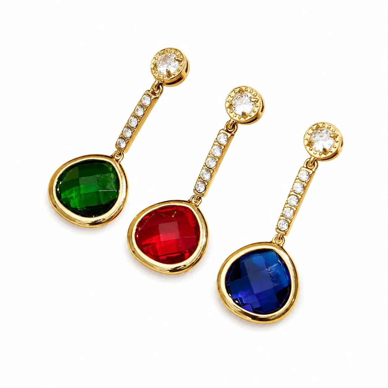 Faceted Teardrop 18K Gold-Plated Drop Earrings