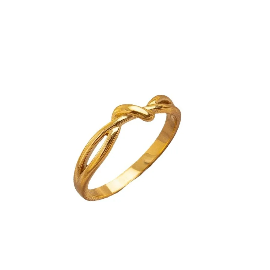 Refined Gold-Plated Stainless Steel Knot Split-Shank Ring