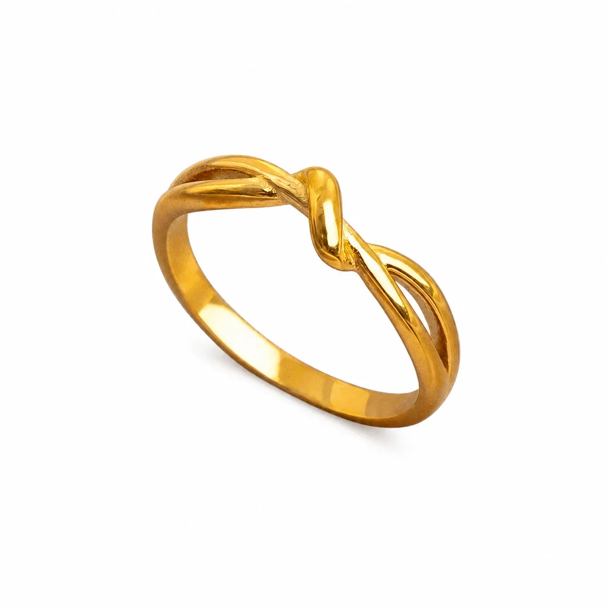 Refined Gold-Plated Stainless Steel Knot Split-Shank Ring