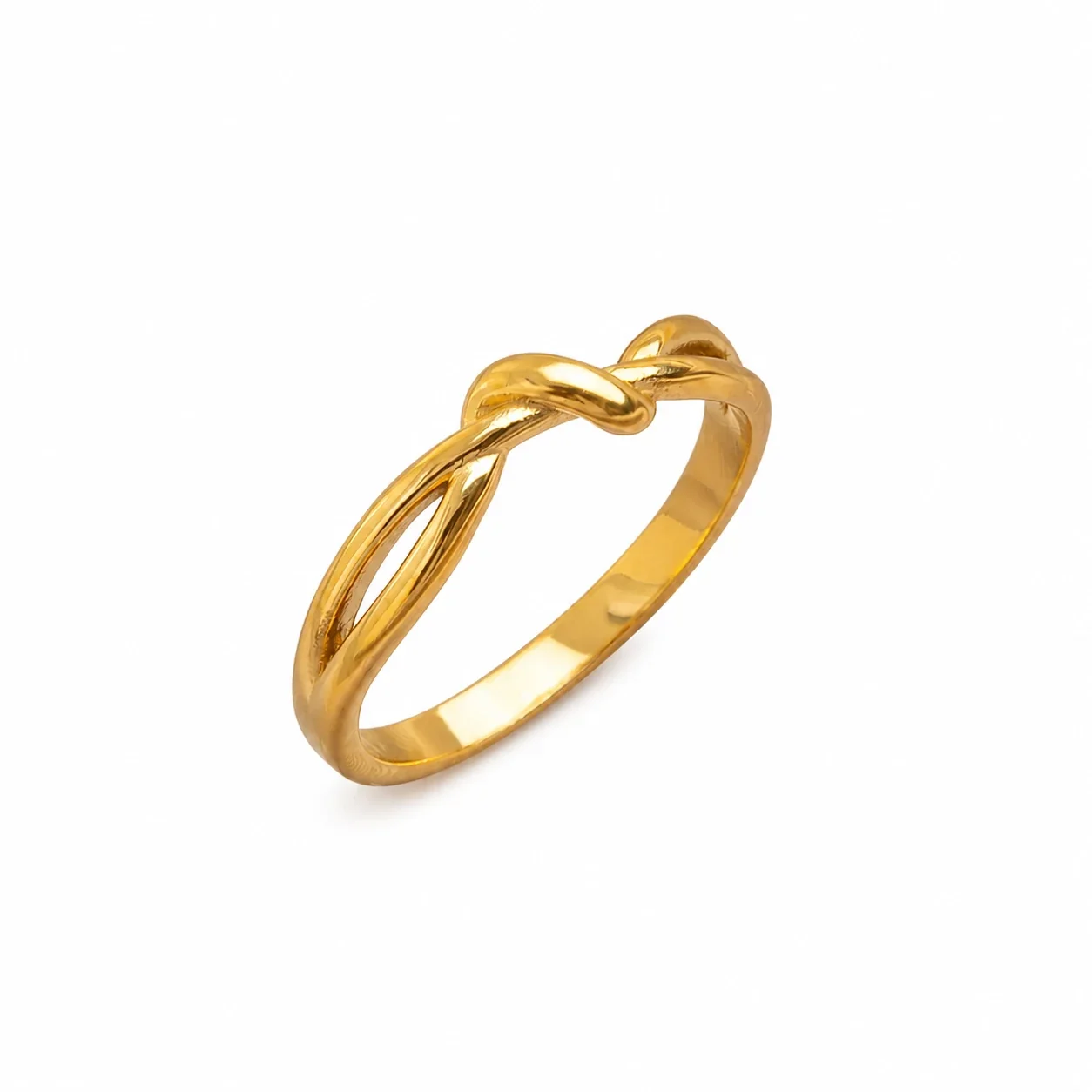 Refined Gold-Plated Stainless Steel Knot Split-Shank Ring