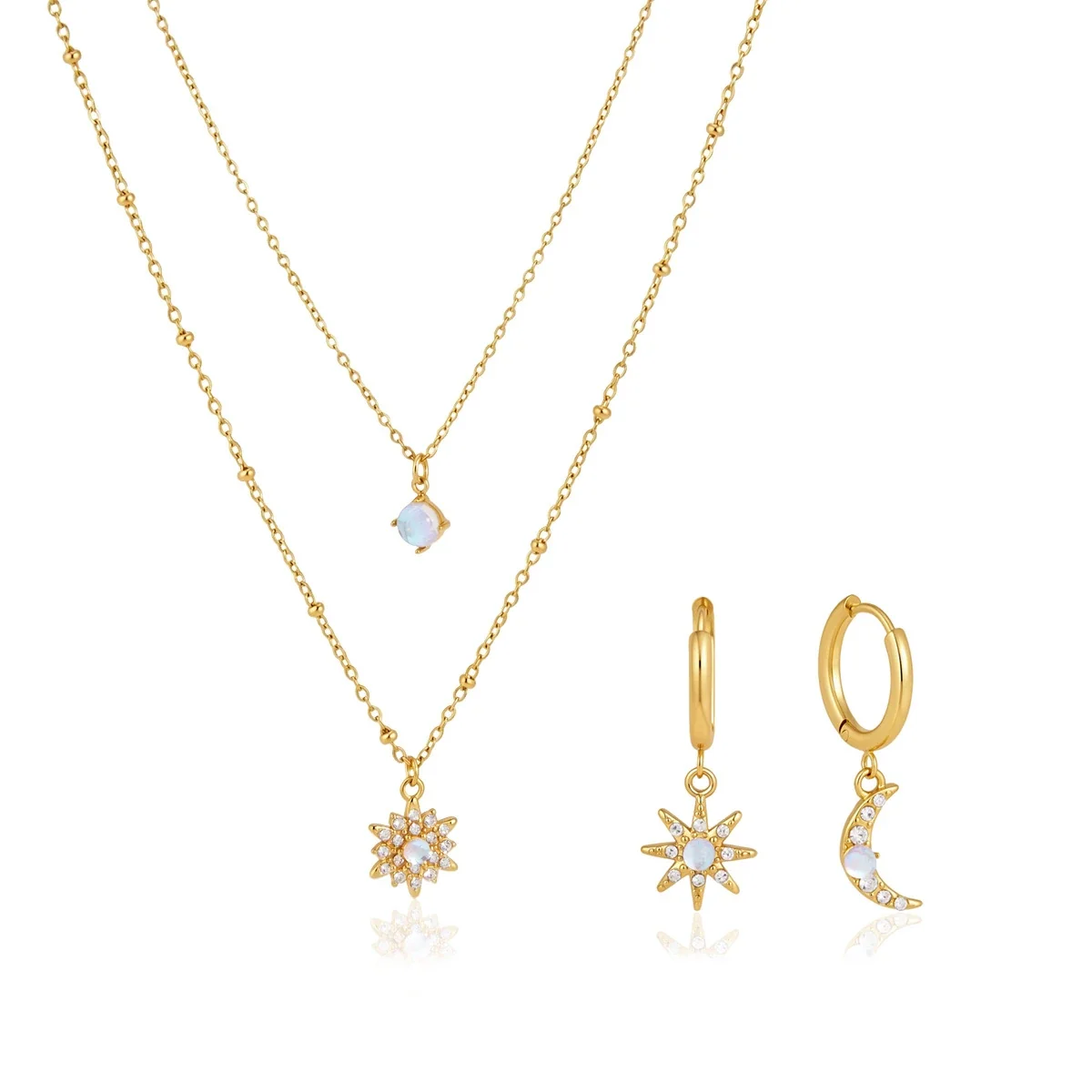 Celestial Gold-Plated 316L Stainless Steel Jewelry Set