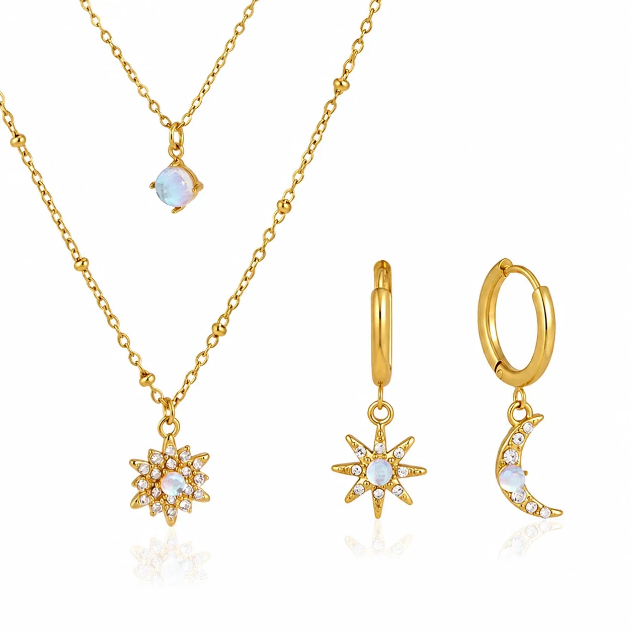Celestial Gold-Plated 316L Stainless Steel Jewelry Set