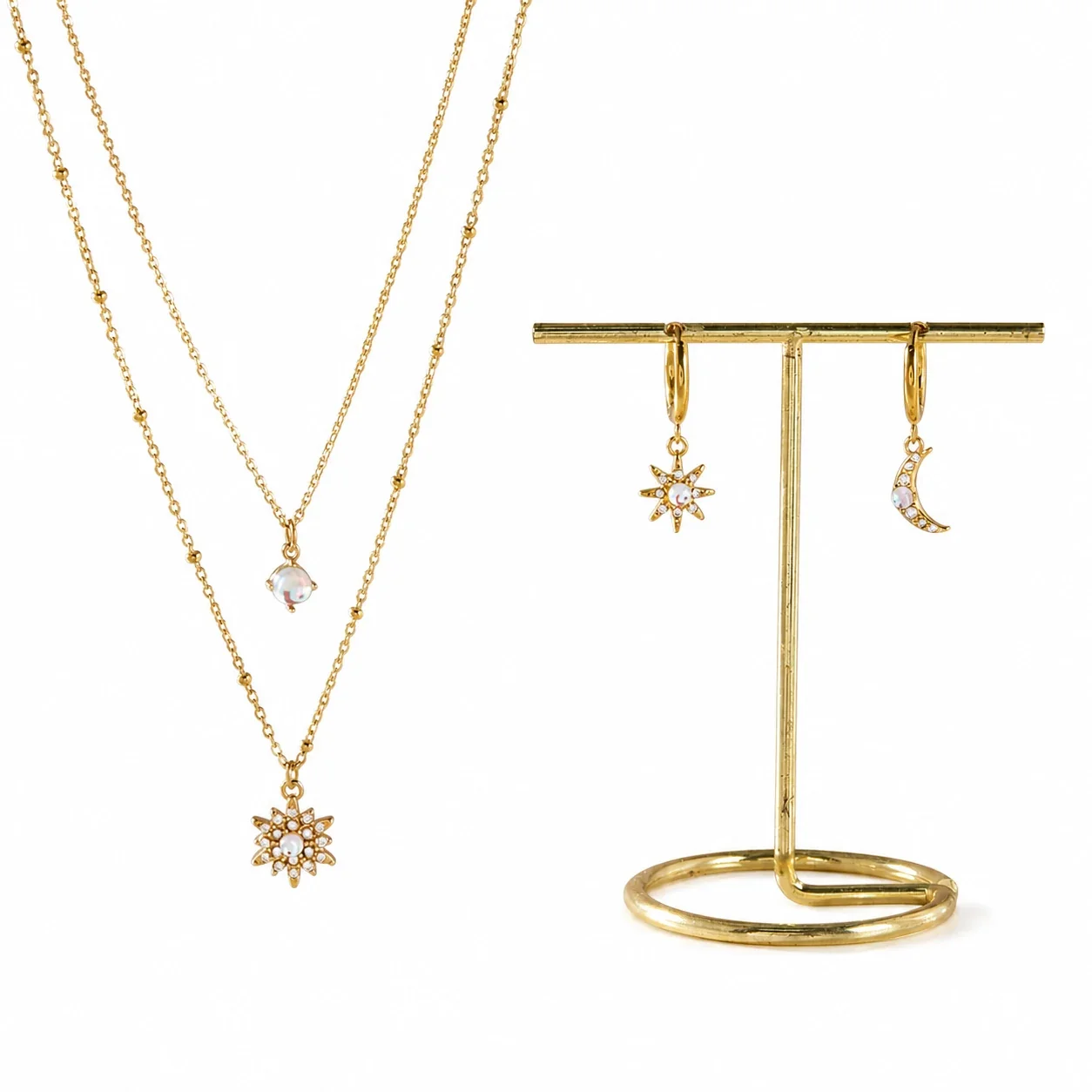 Celestial Gold-Plated 316L Stainless Steel Jewelry Set