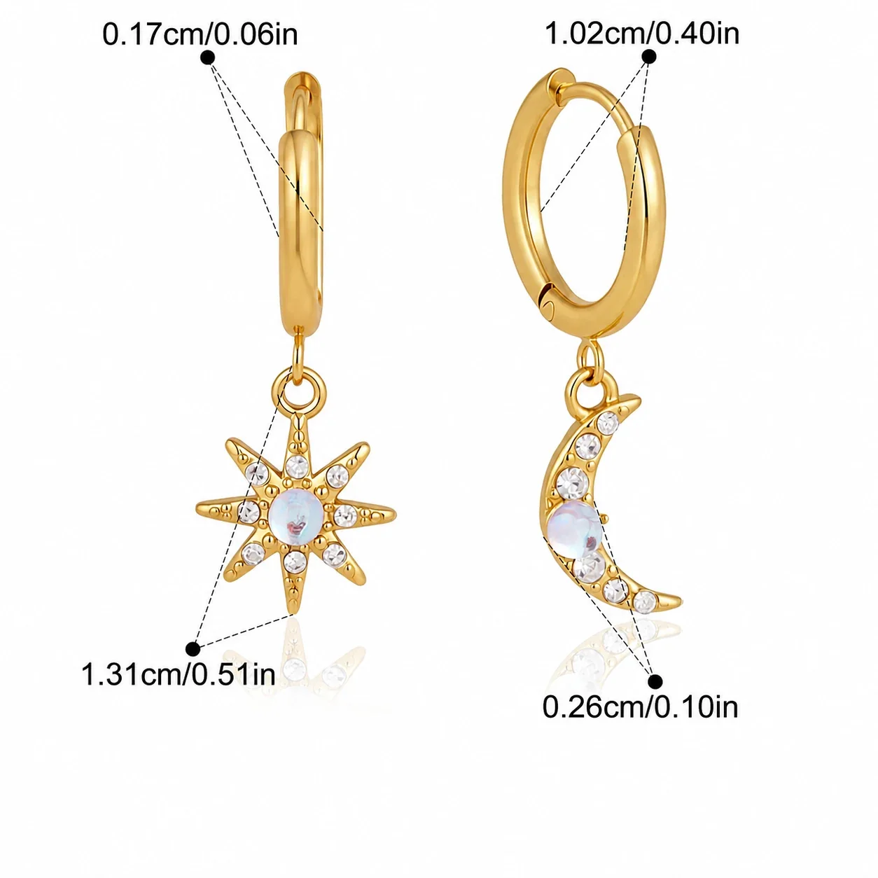 Celestial Gold-Plated 316L Stainless Steel Jewelry Set - Gold Huggie
