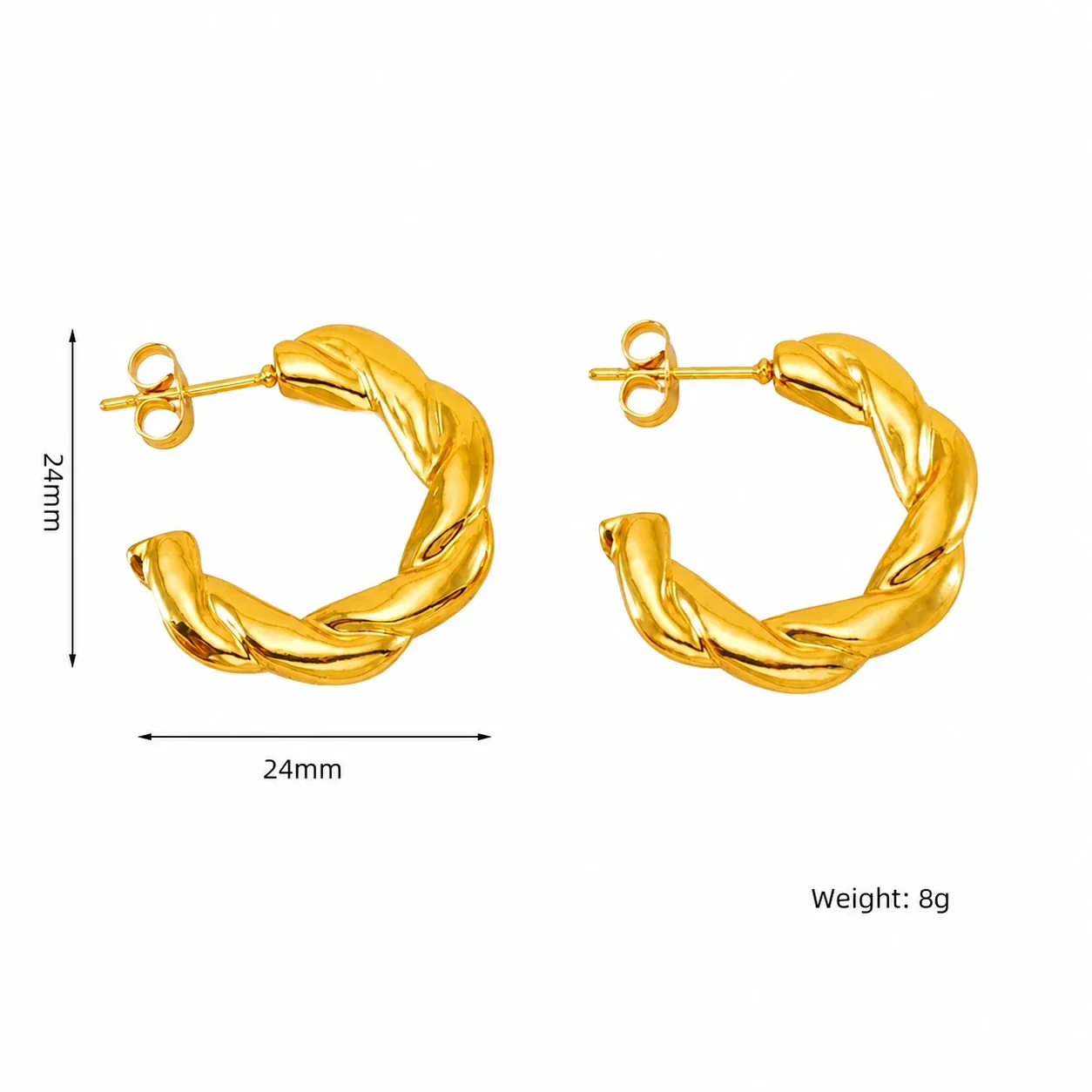 Bold Gold-Plated Twisted Bow Croissant Hoop Earrings