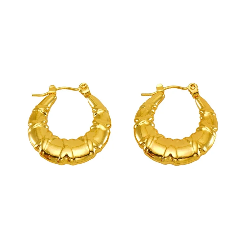 Bold Gold-Plated Twisted Bow Croissant Hoop Earrings