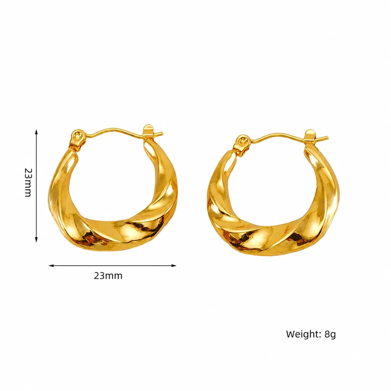 Bold Gold-Plated Twisted Bow Croissant Hoop Earrings - Gold Bow Hoop