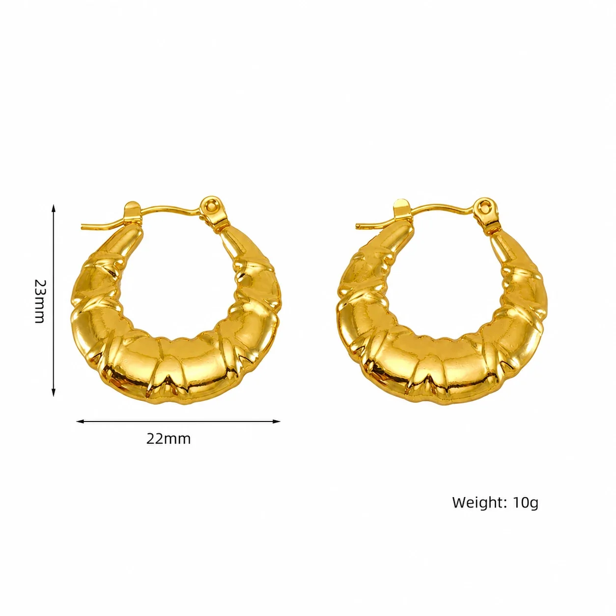 Bold Gold-Plated Twisted Bow Croissant Hoop Earrings - Gold Tapered Square Hoop