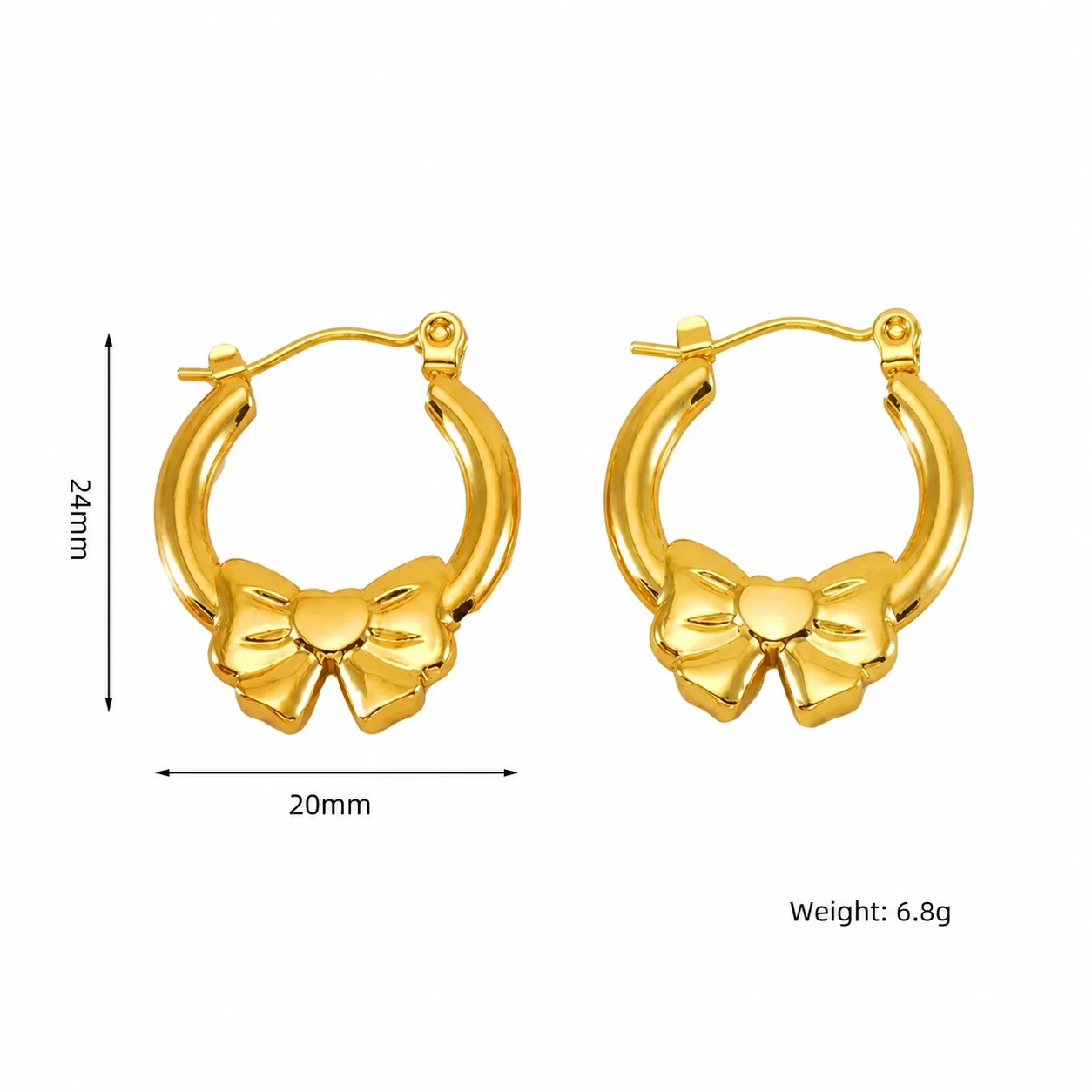 Bold Gold-Plated Twisted Bow Croissant Hoop Earrings - Gold Ribbed Hoop