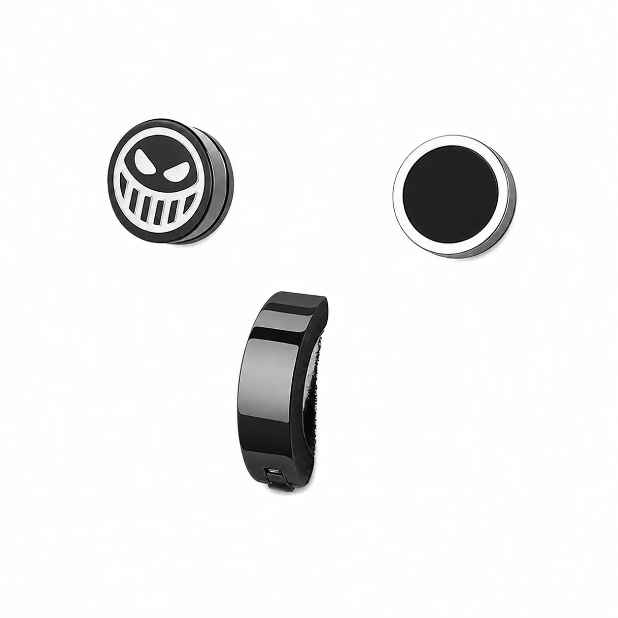 Edgy Stainless Steel Graphic Stud & Hoop Earrings Set - Black Silver -Piece AFJ