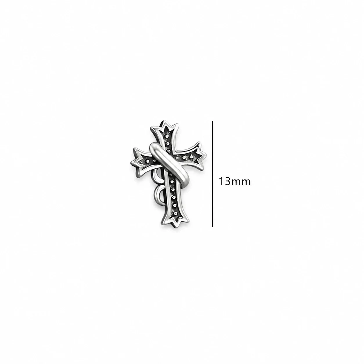 Edgy Stainless Steel Graphic Stud & Hoop Earrings Set - Black Silver Single D