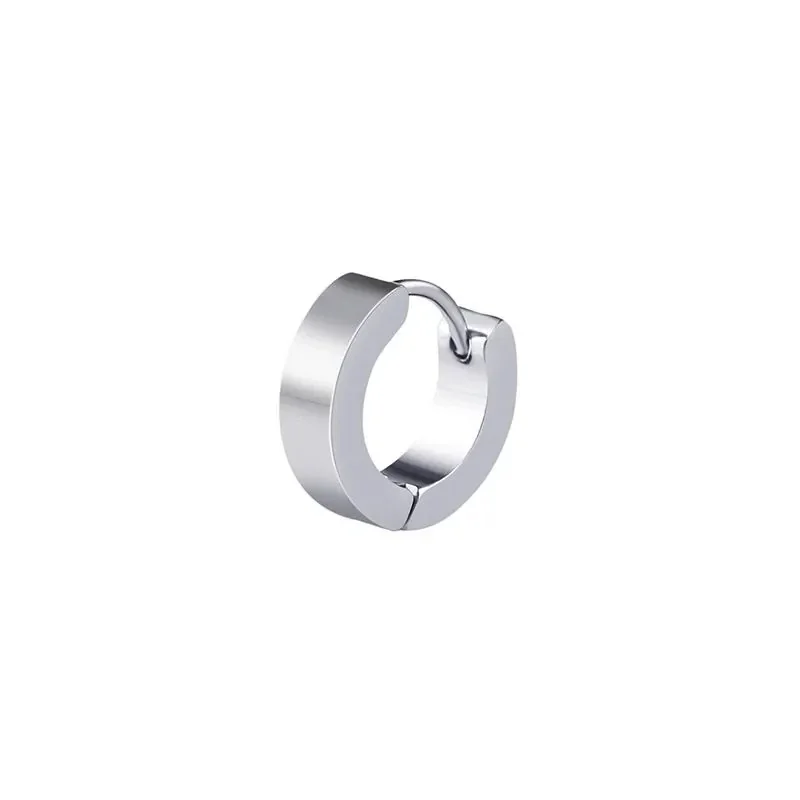 Edgy Stainless Steel Graphic Stud & Hoop Earrings Set - Black Silver Single K