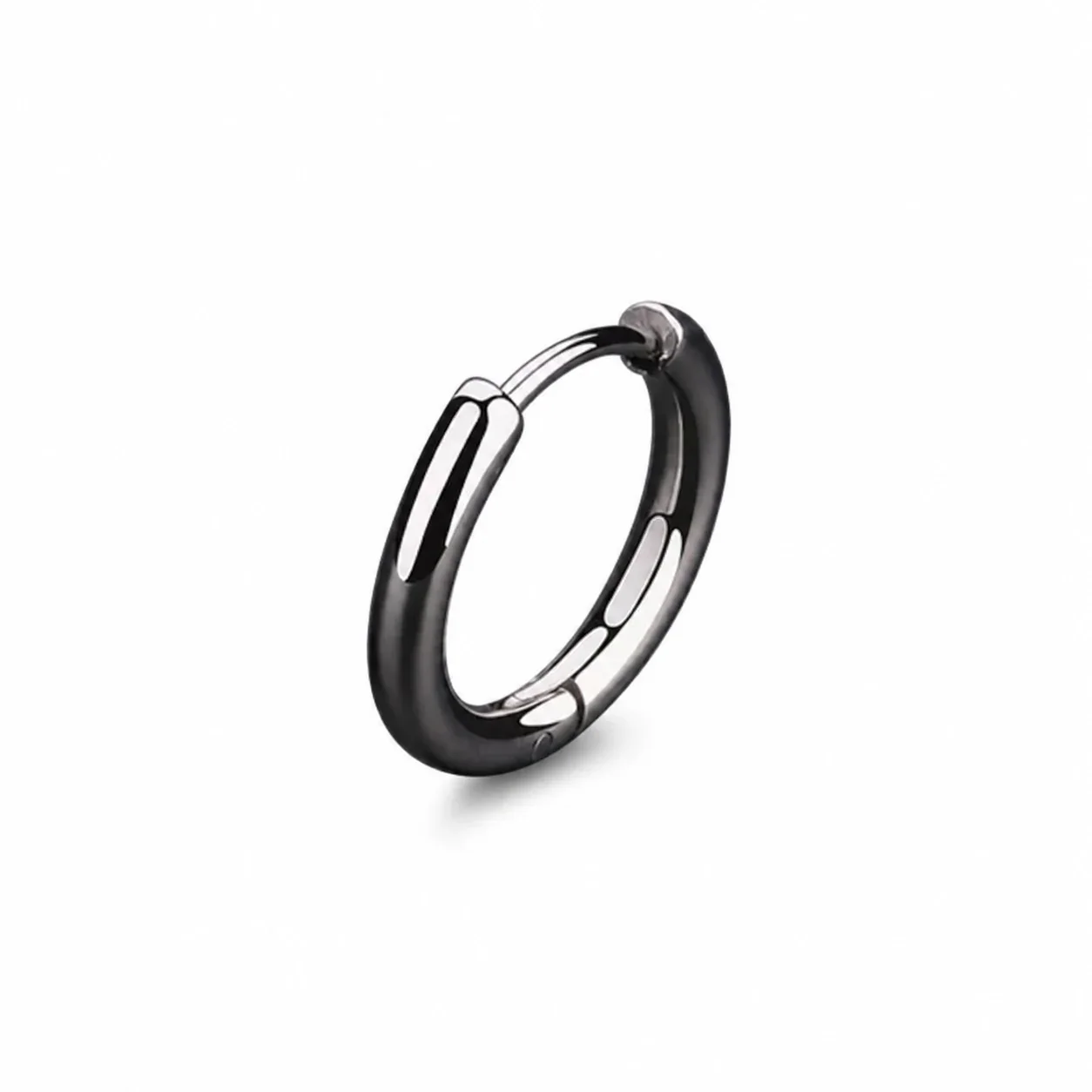 Edgy Stainless Steel Graphic Stud & Hoop Earrings Set - Black Silver Single M