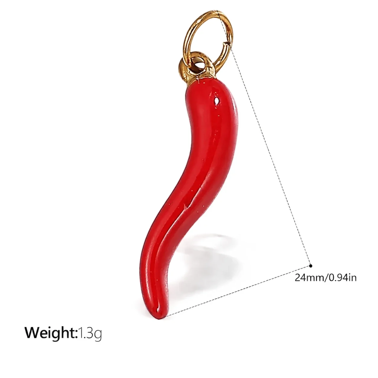 Pendant Charms Floral Fruit and Chili Gold-Plated Steel - Red Enamel Gold