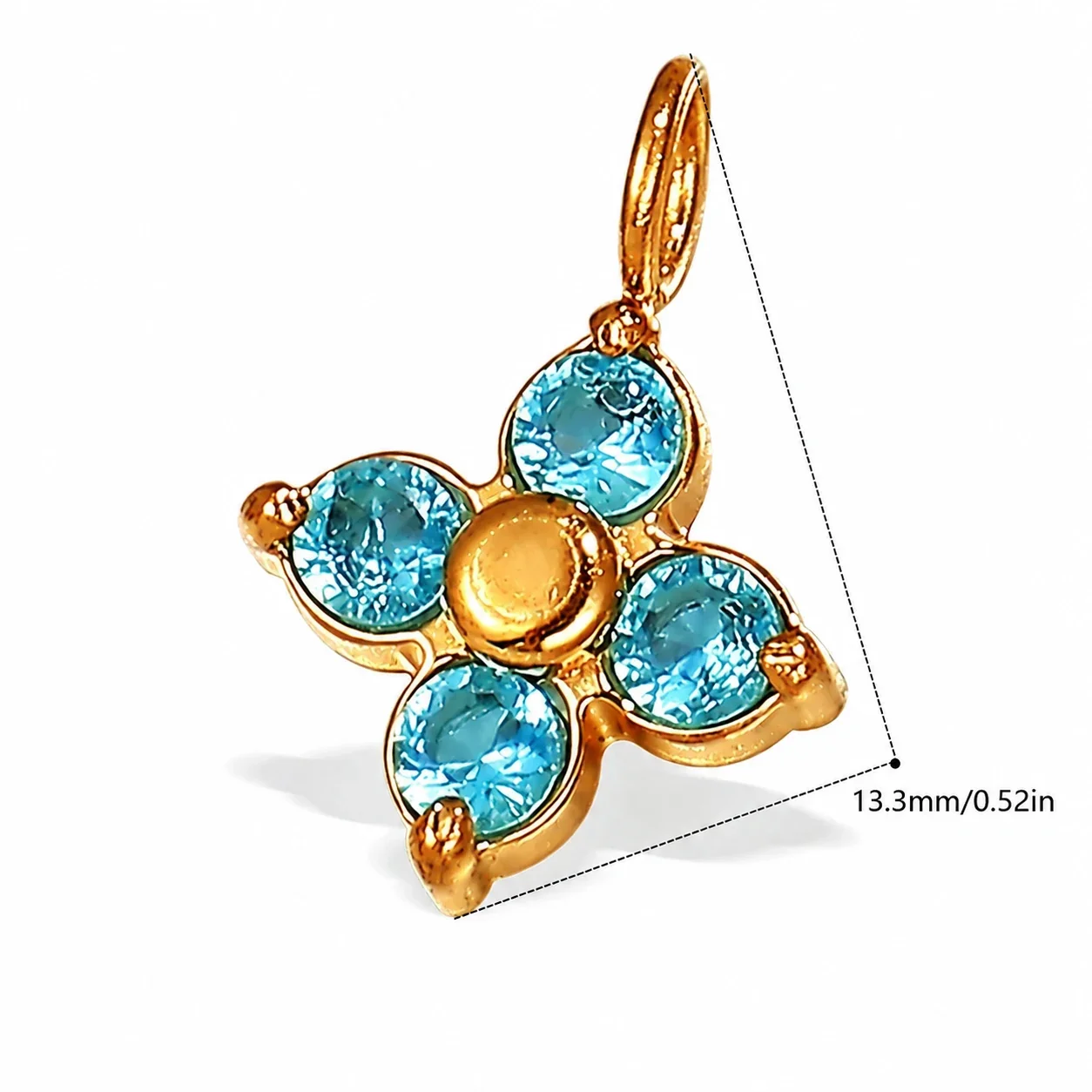 Pendant Charms Floral Fruit and Chili Gold-Plated Steel - Blue Cubic Zirconia Gold
