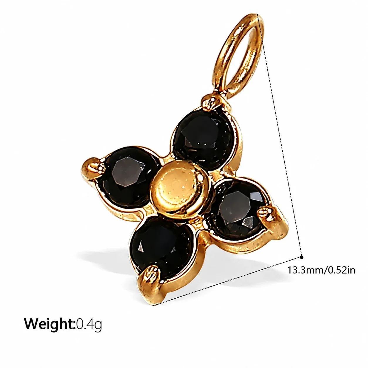 Pendant Charms Floral Fruit and Chili Gold-Plated Steel - Black Cubic Zirconia Gold