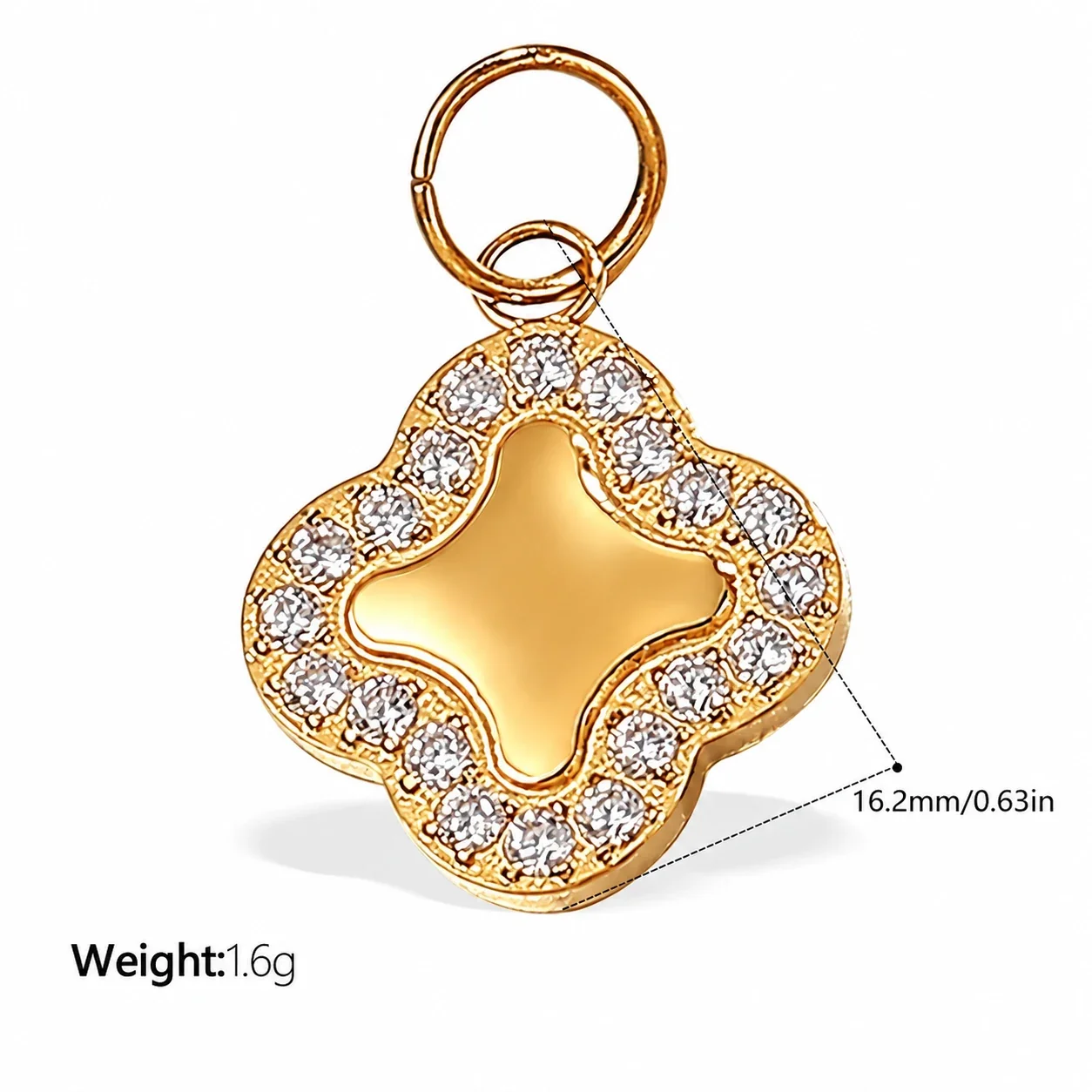 Pendant Charms Floral Fruit and Chili Gold-Plated Steel - White Cubic Zirconia Gold