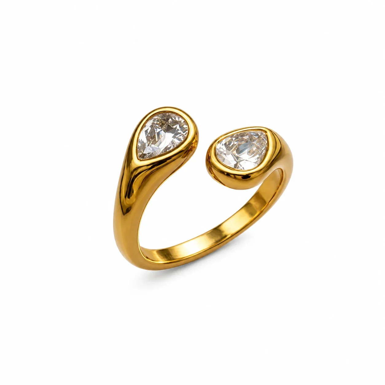 Fluid Gold PVD 316 Stainless Steel Teardrop Open Ring