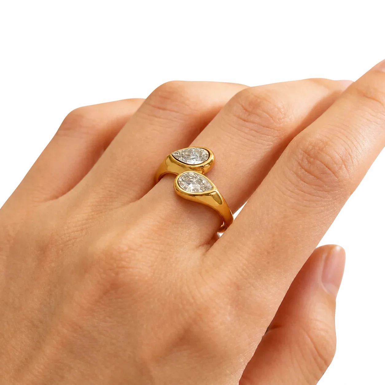 Fluid Gold PVD 316 Stainless Steel Teardrop Open Ring