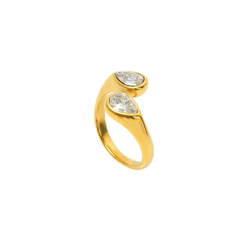 Fluid Gold PVD 316 Stainless Steel Teardrop Open Ring