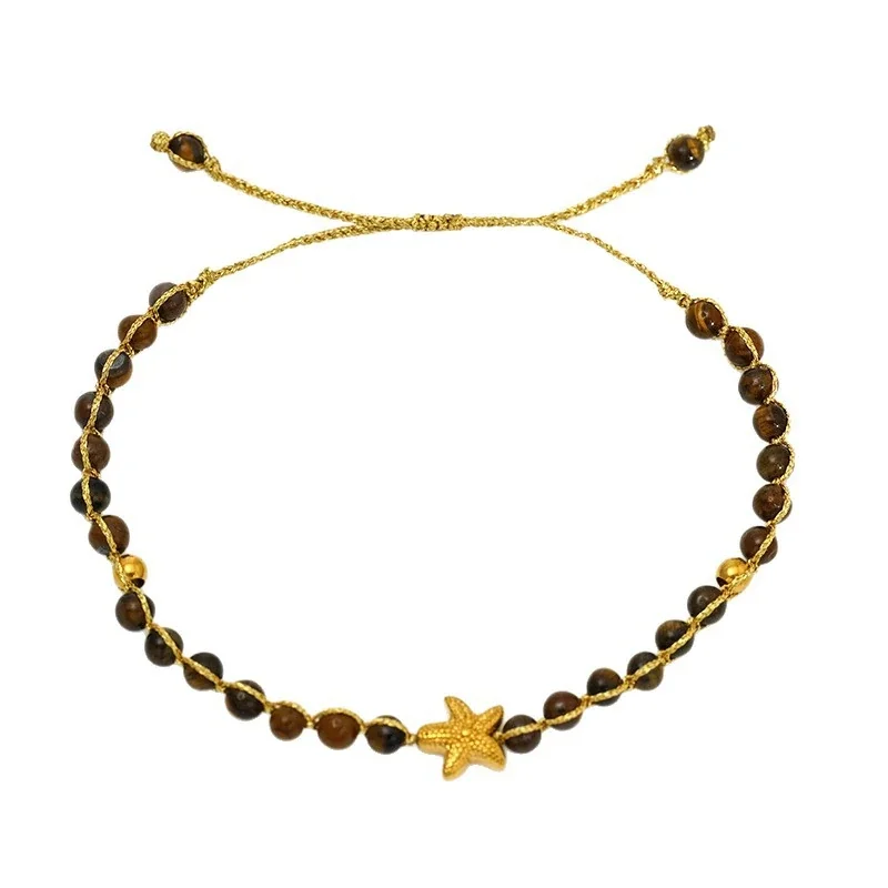 Coastal Starfish 316 Stainless Steel Round Bead Bracelet