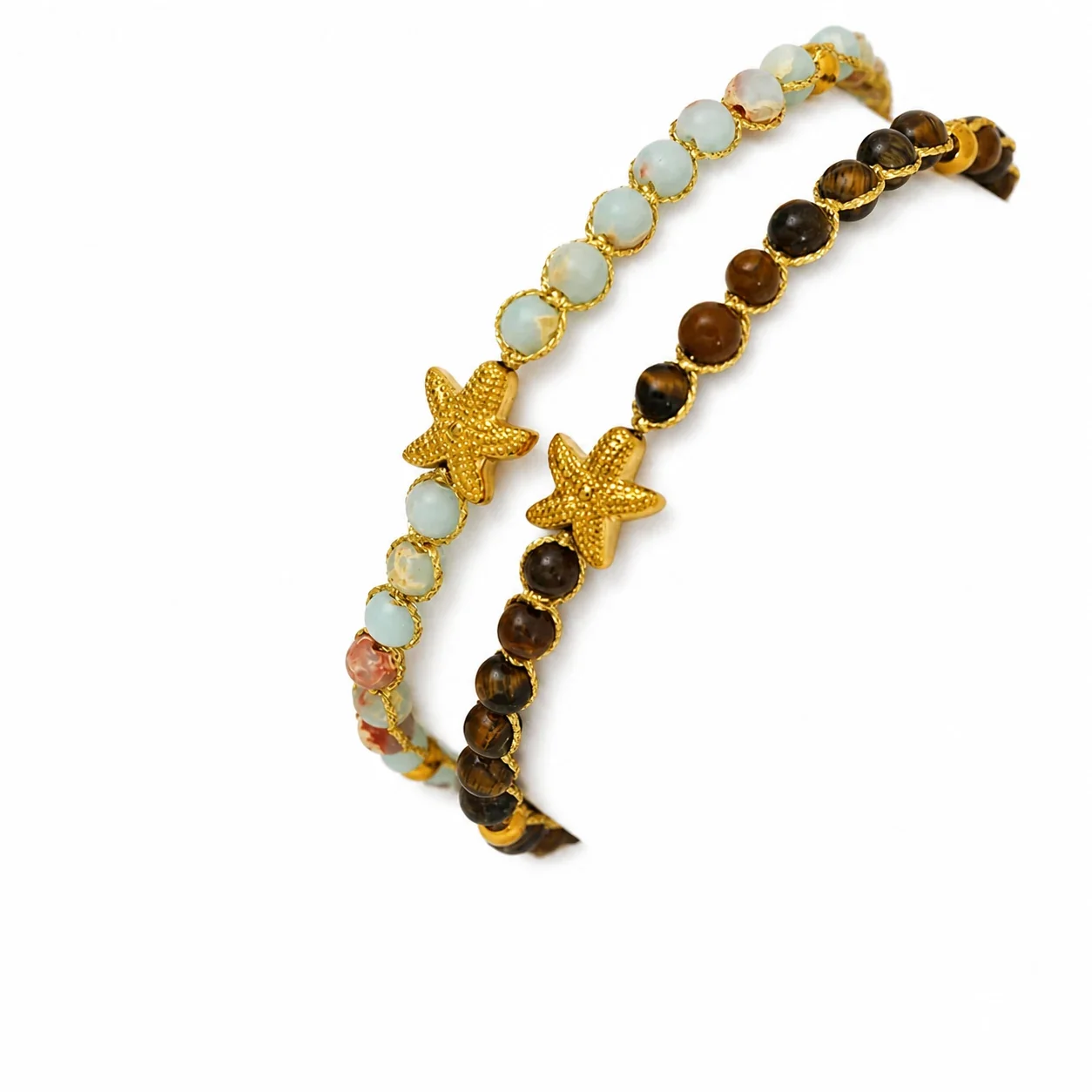 Coastal Starfish 316 Stainless Steel Round Bead Bracelet