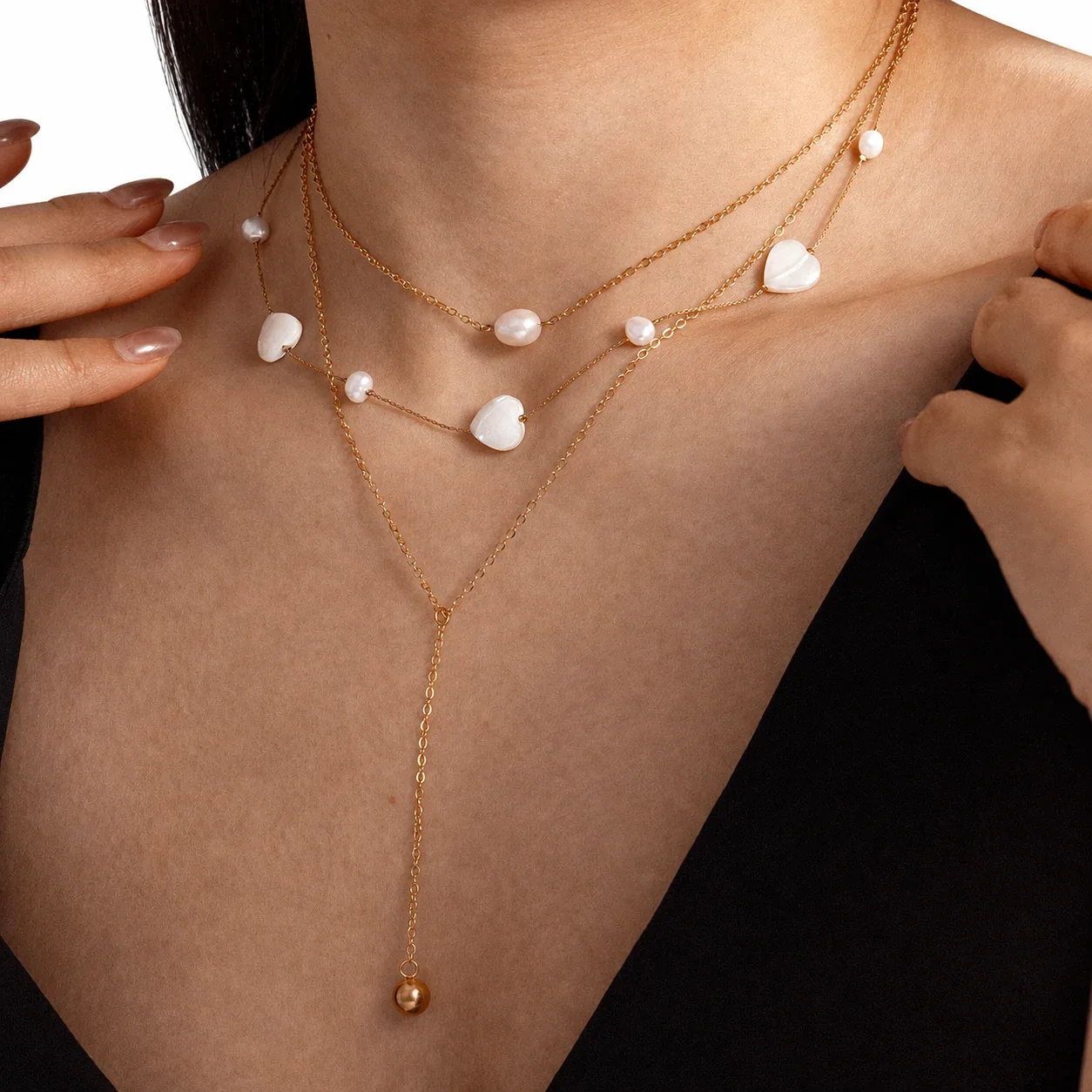 Delicate 316 Gold Pearl Lariat Necklace