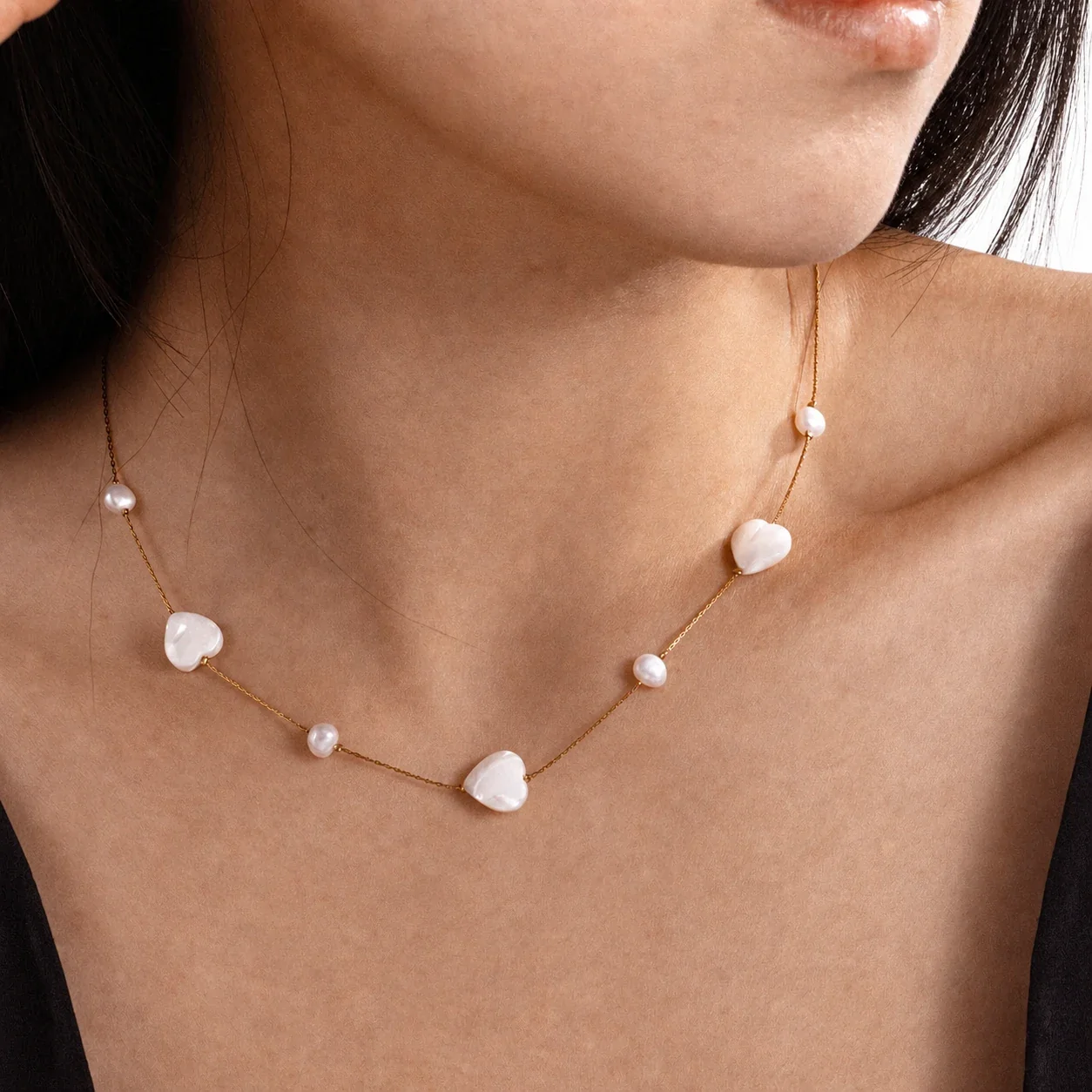 Delicate 316 Gold Pearl Lariat Necklace