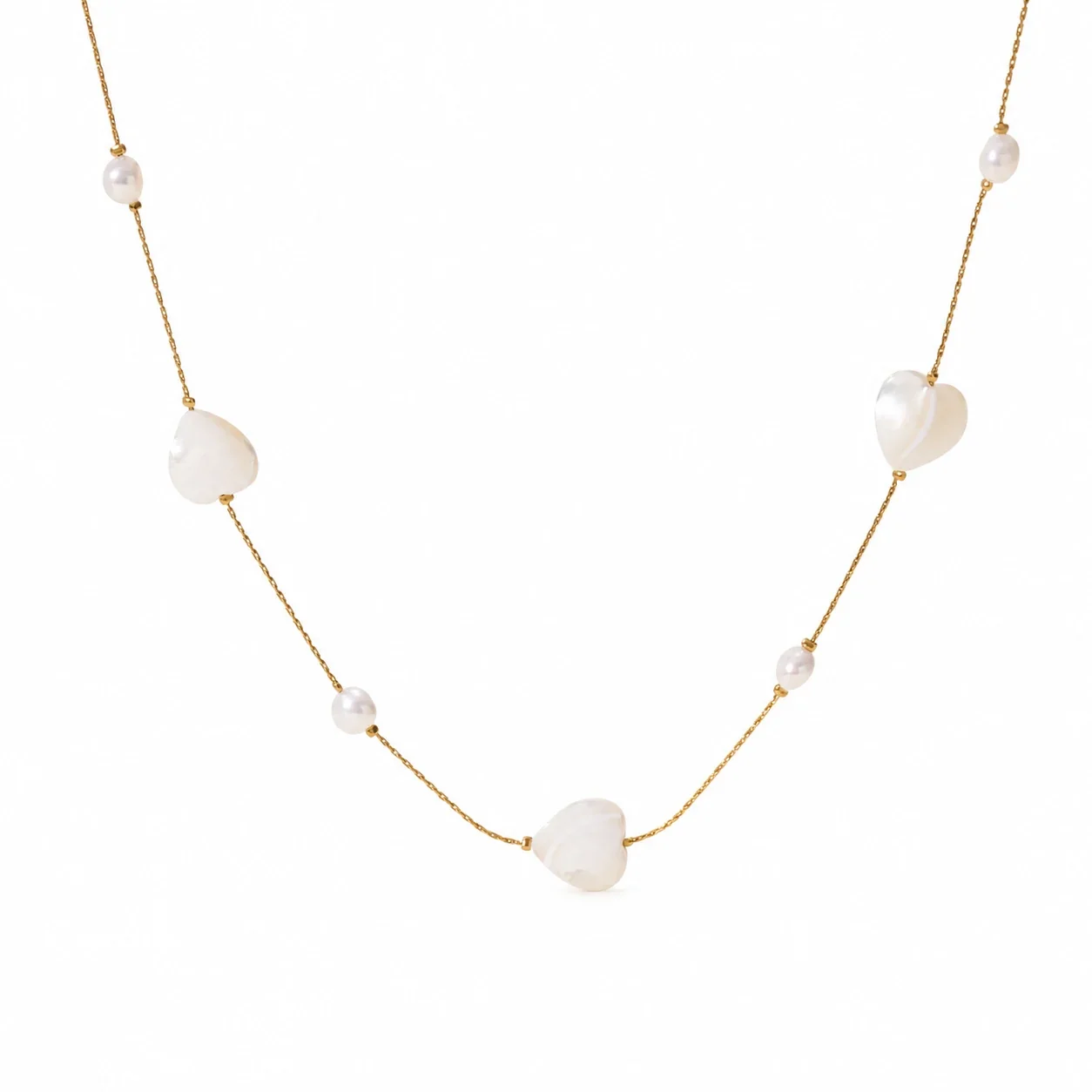 Delicate 316 Gold Pearl Lariat Necklace - Style