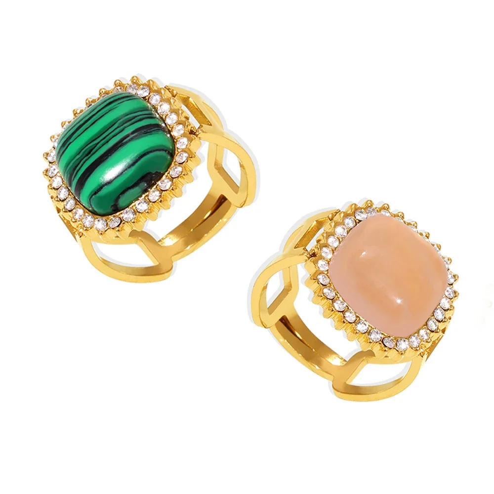 Opulent Gold PVD 316 Cushion Cabochon Halo Ring