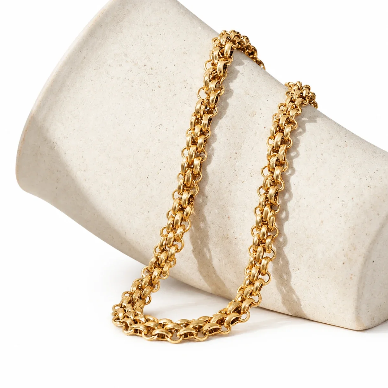 Bold Gold PVD Stainless Steel Curb Toggle Jewelry Set