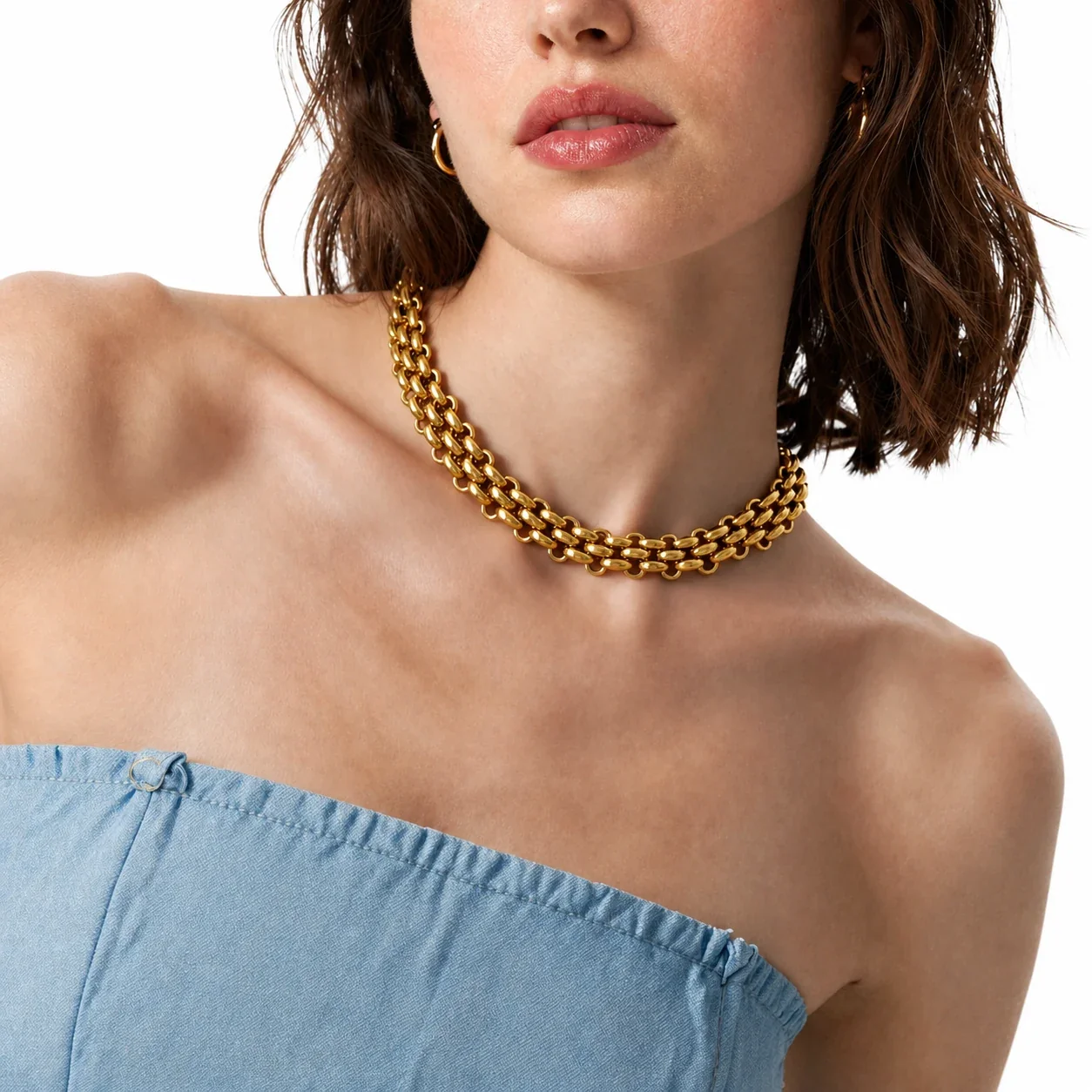 Bold Gold PVD Stainless Steel Curb Toggle Jewelry Set