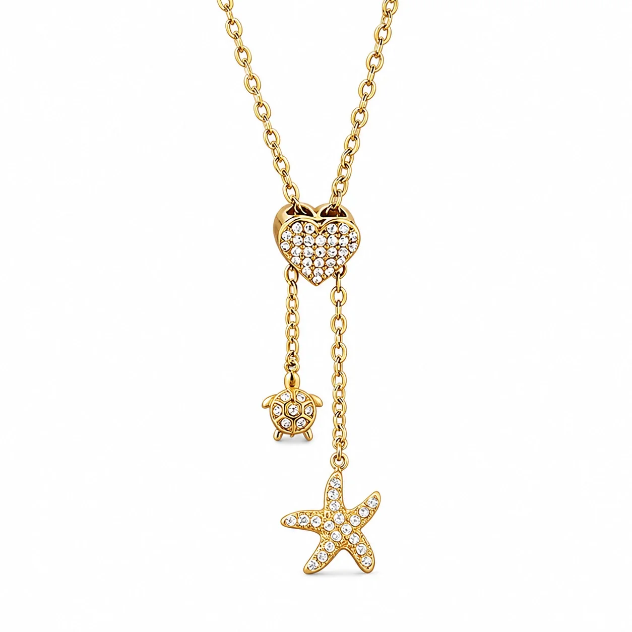 Playful Stainless Steel CZ Charm Pendant Necklace