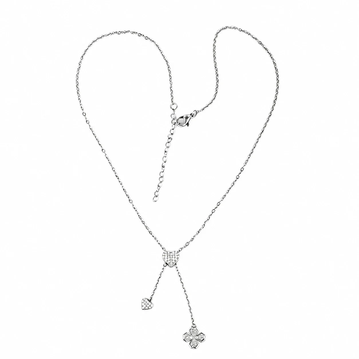 Playful Stainless Steel CZ Charm Pendant Necklace