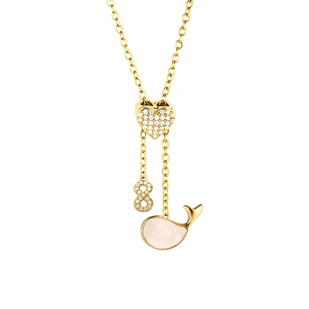 Playful Stainless Steel CZ Charm Pendant Necklace