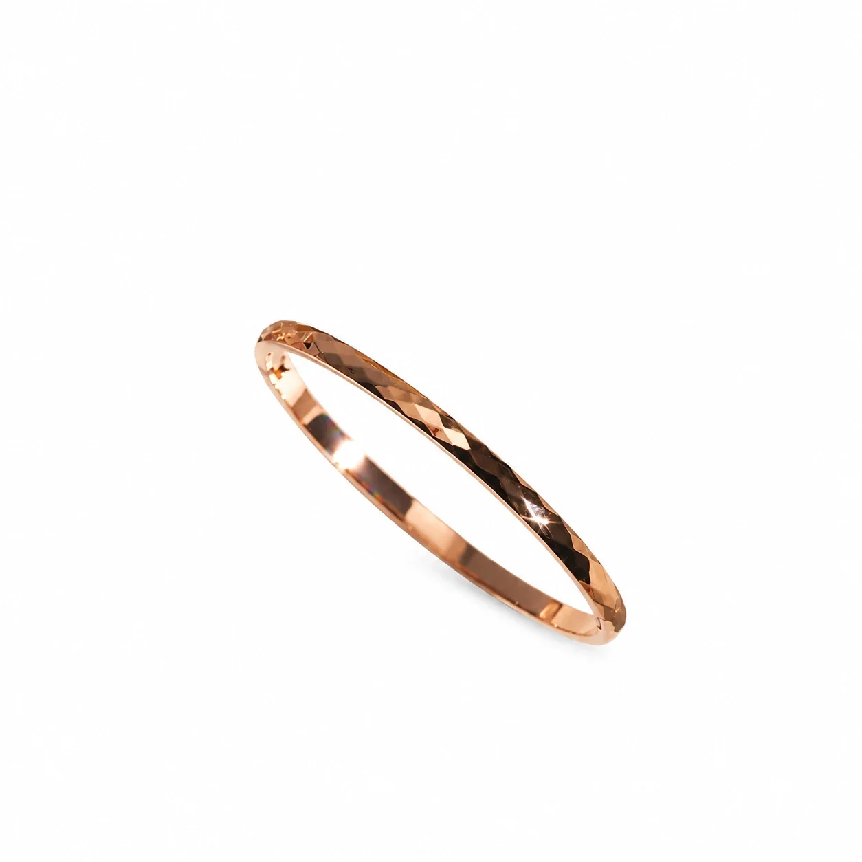 Faceted 4 mm Oval Bangle in 18K Gold-Plated Stainless Steel - Rose Gold