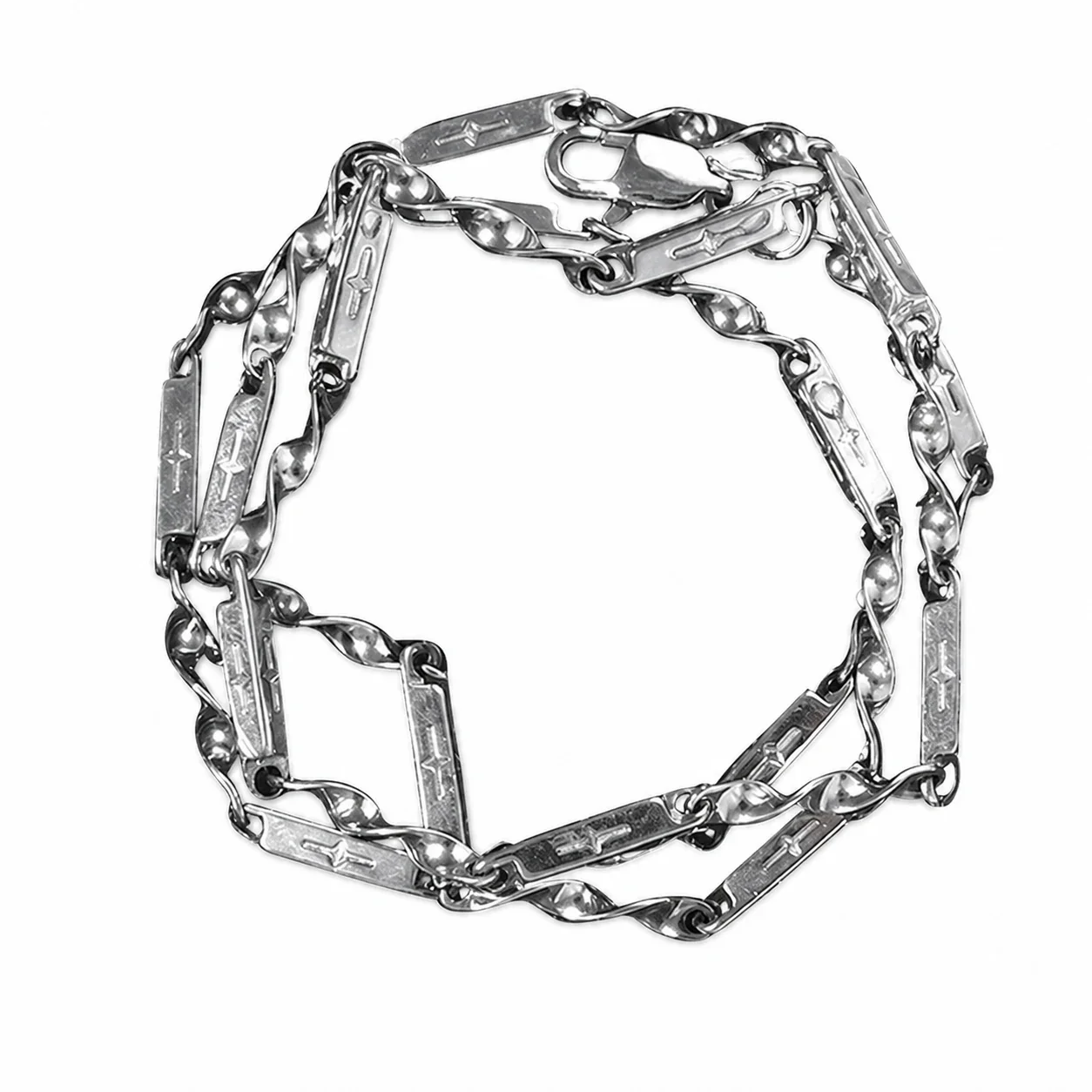 Sculptural Stainless Steel Mobius Link Chain Necklace